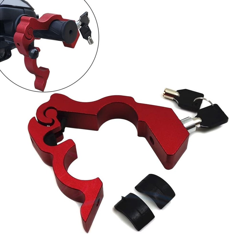 BeTime Motorcycle Locks Anti Theft: CNC Heavy Duty Handlebar Throttle Grip Brake Lever Security Motorcycle Lock Universal for Dirt Bike Moped Scooter Motorbike, ATV Alarm Accessories (Red) - Image 3
